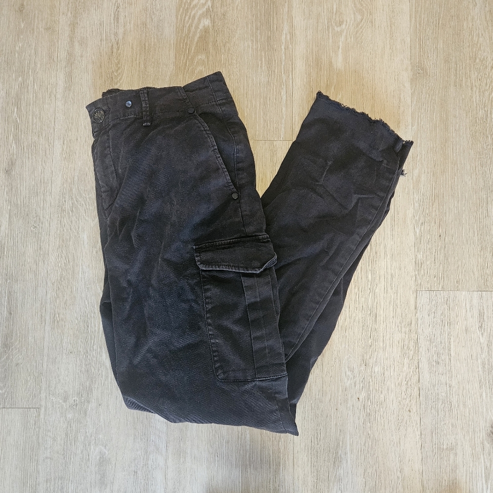 Rag & Bone Black Cargo Chino Straight Leg Frayed Pant Women's Size 26